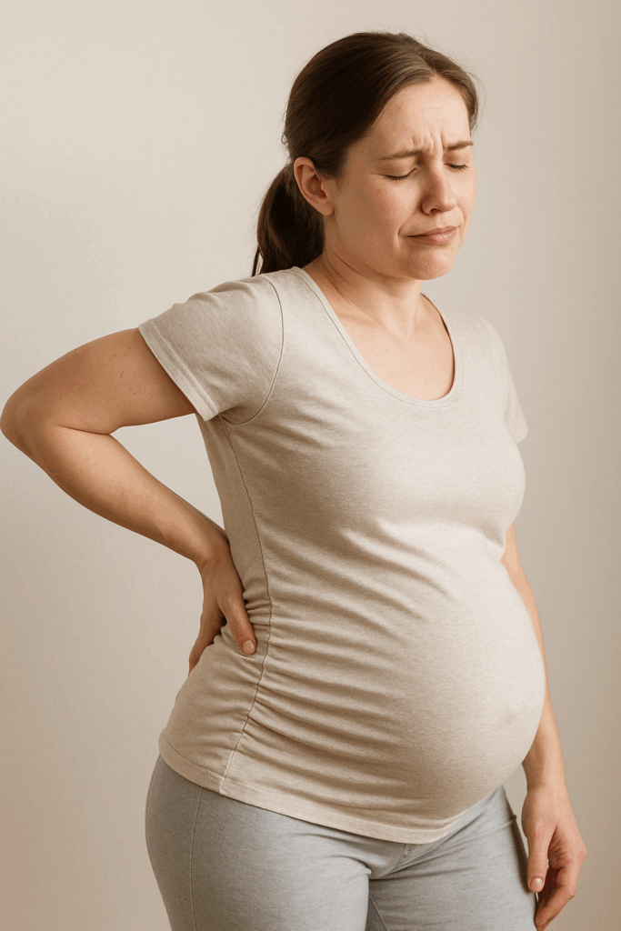 a pregnant woman showing low back pain