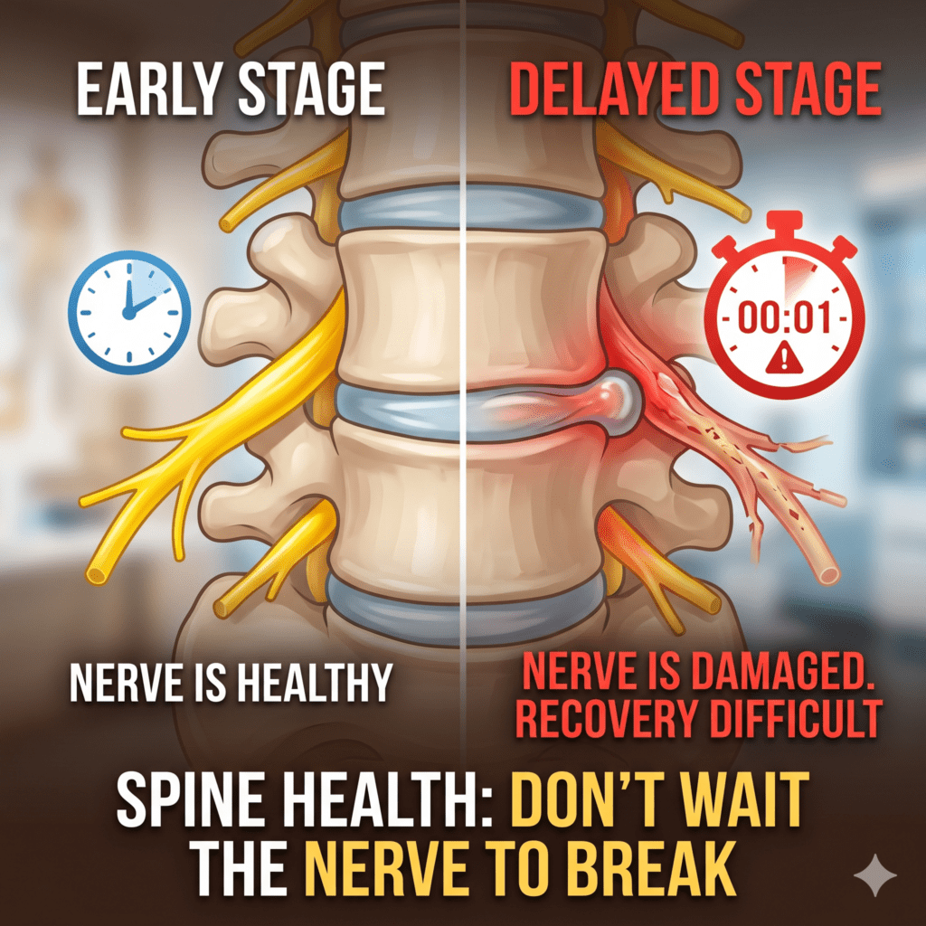 Nerve damage due to delay in spine surgery